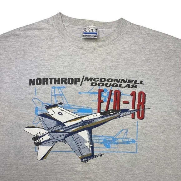 American Vintage Tops - Vintage 90s Northrop x McDonnell Douglas FA-18 military plane shirt